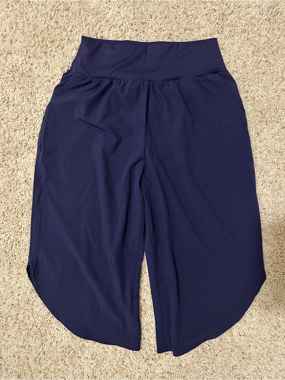 Halara Navy Wide-Leg Bottoms with Curved Hem
